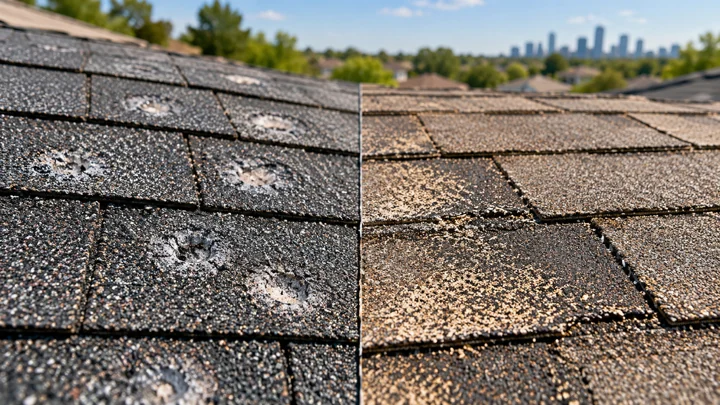 Houston-area residential roofing photograph illustrating hail damage or normal wear how houston homeowners can tell the difference